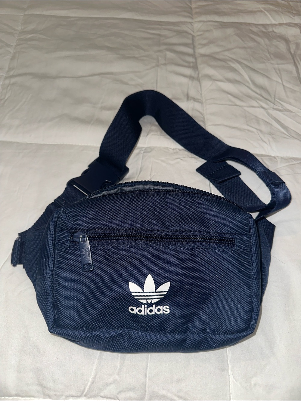 adidas Navy Trefoil Belt Bag with White Logo